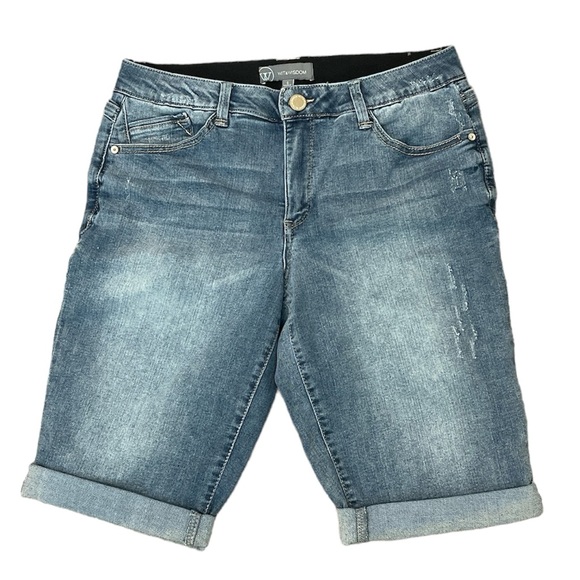 Wit & Wisdom | “Ab Solution” distressed denim Bermuda jean shorts Sz 8 - Picture 3 of 9